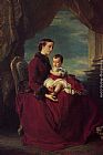 Franz Xavier Winterhalter Famous Paintings - The Empress Eugenie Holding Louis Napoleon, the Prince Imperial on her Knees